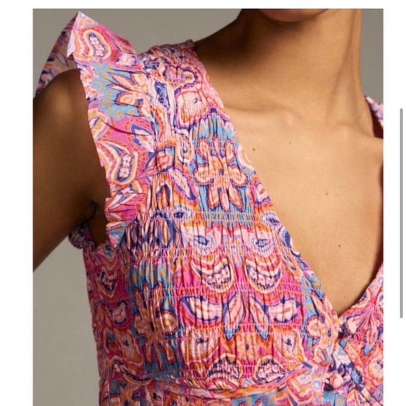 Anthropologie The Peregrine Pink and Purple Floral Mini Dress Size XS - Picture 3 of 12